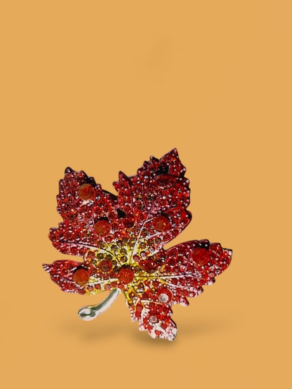 Sparkling Maple Leaf Brooch